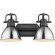 Duncan 2 Light 17 inch Matte Black Bath Vanity Wall Light in Chrome